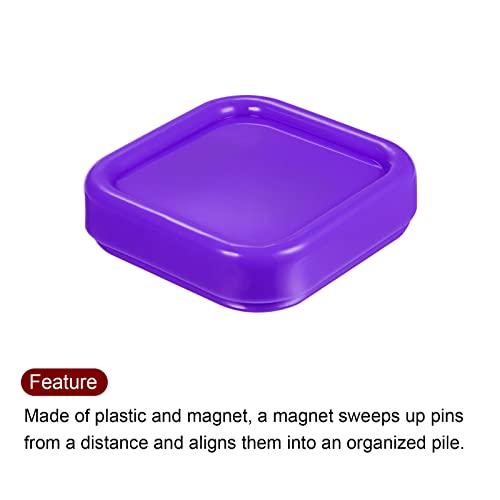 HARFINGTON 2pcs Magnetic Pin Cushion Square Sewing Pin Holder Purple - color: Purple