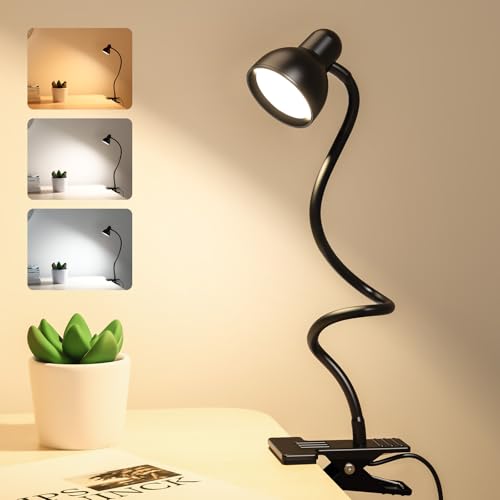 Clip on Light Reading Light for Bed 3 Color Modes Black - color: Black
