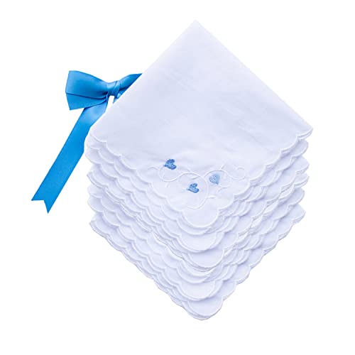 MileyMarla Ladies Embroidery Cotton White Handkerchiefs Lace Wedding Hankies - color: Heart-6pcs