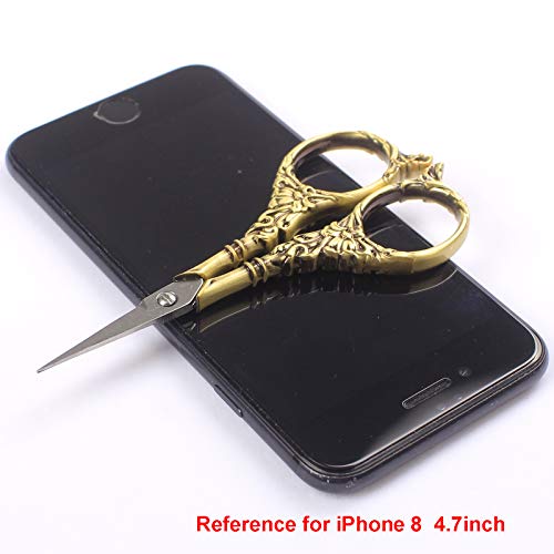 BIHRTC Vintage European Style Scissors Stainless Steel for Cross Stitch - color: Bronze, size: 4.5 IN