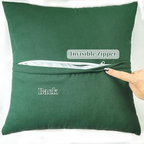 FONNUY Christmas Embroidery Kit for Beginners, Throw Pillow Case Cross Stitch Set Winter Snow House Holly Tree Pattern for Adults, Hand Works Crafts Throw Pillow Cover, 18 x 18'' (Green) - color: Green
