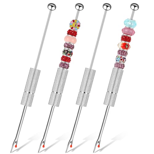 Tondiamo 4 Pcs Beadable Seam Rippers Sharp Thread Cutter Seam Rippers for Sewing Metal Embroidery Removal Tool Tag Remover for Clothes Thread Removing Cutting DIY Gift(Silver) - color: Silver