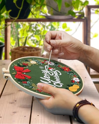 TINDTOP Christmas Embroidery Kit for Adult, Embroidery Kit for Beginners - color: Christmas 2 Pack