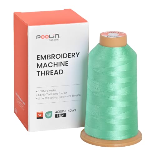Poolin Polyester Machine Embroidery Thread 4000M 40WT Mint Green 1036 - color: Mint Green 1036