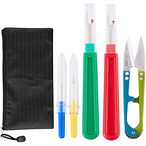 Seam Ripper and Thread Remover Kit,2 Big and 2 Small Sewing Stitch Thread Unpicker and 1 Sewing Trimming Scissor Nipper Tool for Thread Remove(Multi-Color) - color: Multi-color