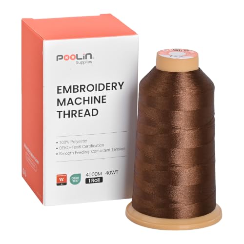 Poolin Polyester Machine Embroidery Thread 4000M 40WT Mocha Brown 0157 - color: Mocha Brown 0157