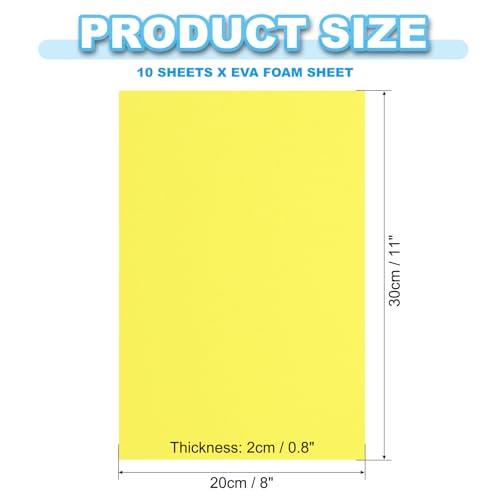 PATIKIL EVA Foam Sheet 10Pcs 12x8 Inch 2mm Thick Yellow - color: Yellow