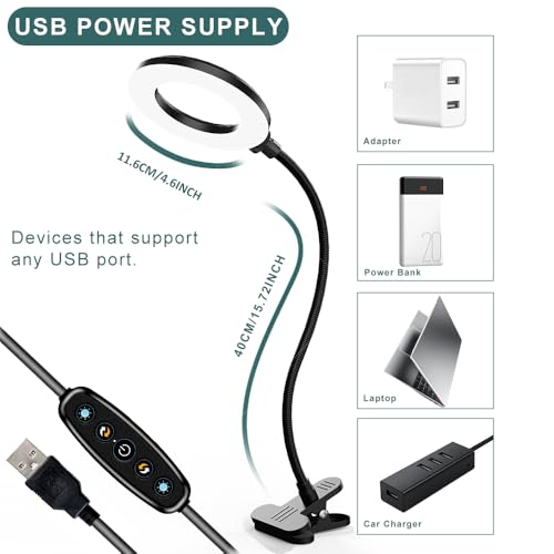 LED Desk Lamp with Clamp, 3 Color Modes, 10 Brightness