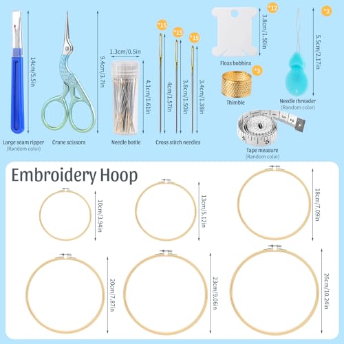 ZXIIXZ 72 Pcs Cross Stitch Supplies, Embroidery Kit for Beginners