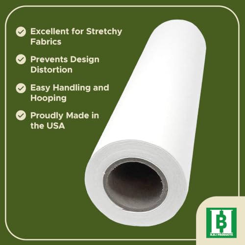 HBI H.B.I. PRODUCTS H.B.I. Peel & Stick Tear Away stabilizer for Embroidery Roll, 10" x 10 Yards, 1.5 oz Embroidery Stabilizer, Embroidery Backing for Machine, Tear Away Embroidery Stabilizer Roll. - size: 10" x 10 Yds
