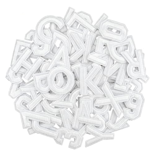 72 Pcs Iron On Letters & Numbers Patches for Tote Bags Hats Clothing White - color: White, size: Letters & Numbers
