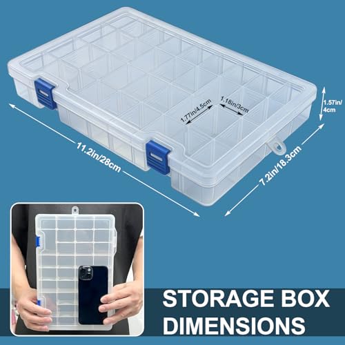 Qualsen Bead Organizer Box with Adjustable Dividers, 34 Girds, 1 Pack - size: 34 Gird-1pcs
