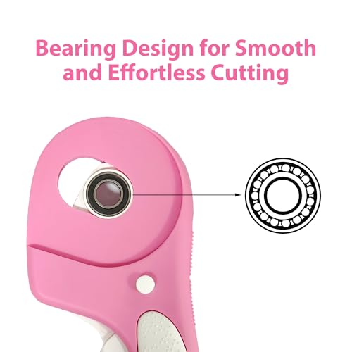 Headley Tools Rotary Cutter 60mm Upgraded with Bearing Design for Smoother and deeper cutting, Ergonomic Handle Rolling Cutter with Safety Lock for Fabric, Fabric, Leather, Crafting, Sewing, Pink - color: Pink, size: 60mm