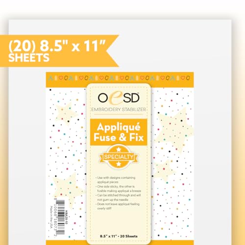 OESD Applique Fuse and Fix Backing 8.5" x 11" - 20 Sheets