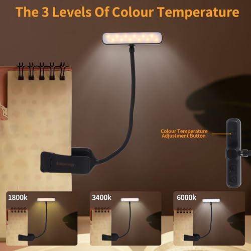 Rechargeable Book Light, Clip-On LED Reading Light, Eye-Caring - color: Black, size: Rotating