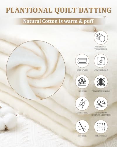 PLANTIONAL Natural Cotton Batting for Quilts: 47-Inch x 59-Inch Light Weight Purely Natural All Season Quilt Batting for Quilts, Craft and Wearable Arts - size: 47 x 59 Inch