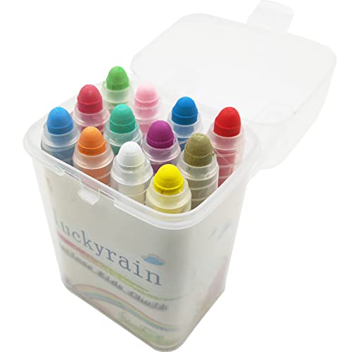 luckyrain Non-toxic Dustless Chalk With Holder for Kids Colored Chalk，12PCS - style: 12Colour·Holder