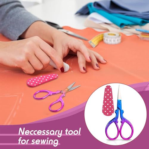 Honoson 4 Pcs Small Embroidery Scissors, 3.6", Simple, Chic Colors - color: Chic Colors