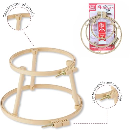 Morgan Embroidery Hoop Lap Stand | 7"/10"/14" No-Slip Portable Embroidery Hoop Holder | Lightweight Circle Design for Sewing Crafters Punch Needle Cross Stitch, Needlepoint, Arts & Craft | Made in USA - size: 7-10-14 inches
