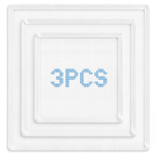 3 Pcs Blank Needlepoint Canvas 18 Mesh with Ivory Bias Tape Edge - color: Ivory