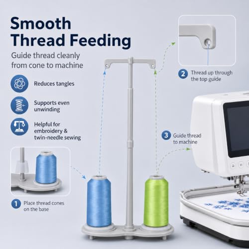 Simthread Gray ABS Dual Spool Thread Holder for Compatible Sewing Machines - color: Gray