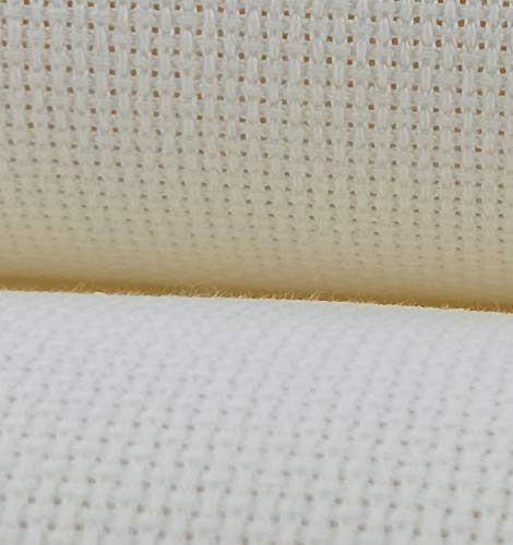 12" x 59" 18CT Counted Cotton Aida Cloth Cross Stitch Fabric (Cream) - color: Cream