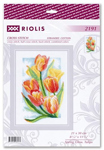 RIOLIS 2191 Spring Glow. Tulips Counted Cross Stitch Kit 8.25 x 11.75 in - style: Spring Glow. Tulips 2191