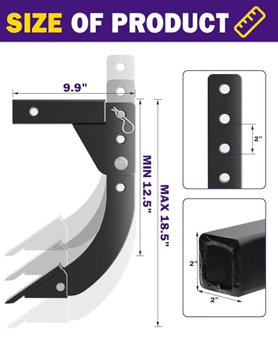 Hitch Mounted Trencher Fits 3 Point Hitch, Heavy Duty Subsoiler, Hitch Lawn Ripper for ATV/UTV Tractor, Updated Adjustable 16" Trenching Shank Plow, Thicken Trench Digger with 2pcs Replaceable Teeth