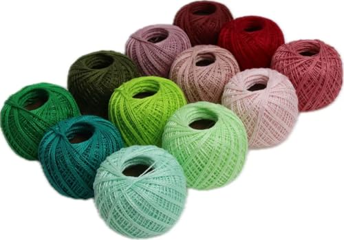 KCS Mercerized Pearl Cotton Thread Size 8 Crochet Needlework Embroidery Threads Ball (12, 12balls08) - color: 12balls08
