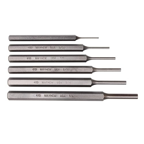 Mayhew Tools 89035 SAE Pin Punch Set Carded, 6-Piece, Shot-Blast Finish