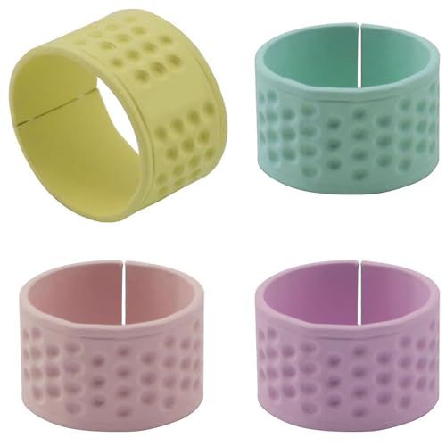 XGNG 6pcs Colorful Thick Thimbles Finger Protectors Adjustable Rings for Sewing, Quilting and Knitting