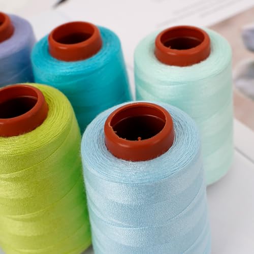 6 Pcs Sewing Thread Set, All Purpose Sewing Thread, 40 wt,Each 800 Yards of Polyester Threads for Sewing Machine, Hand Stitching, Quilting, Serger (Cool Color System) - color: Cool color system