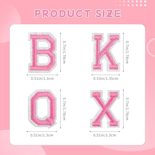0.7 inch Pink Iron on Letters Patches, Embroidery Fabric Letters Applique Patch for Clothing, Jackets, Jeans, Hats, Backpacks, Socks, 104pcs - color: Pink, size: 0.7 inch