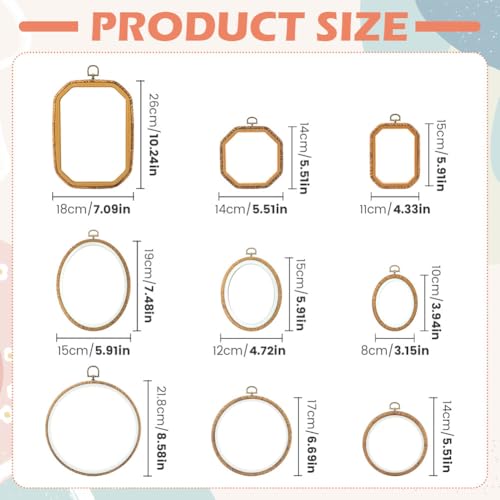 9 Pcs Large Embroidery Hoop Frame, 4 Shape Embroidery Frames for Display