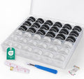 ilauke 18White+18Black Bobbin Thread, Size A Prewound Sewing Bobbins - color: Black and White