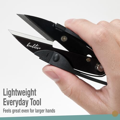 Beaditive Premium Thread Snips - Thread, Yarn, Embroidery Snipper for Sewing, Quilting, Knitting, Jewelry Making - High-Carbon Steel Blades with Protective Cap and Lanyard - color: Black