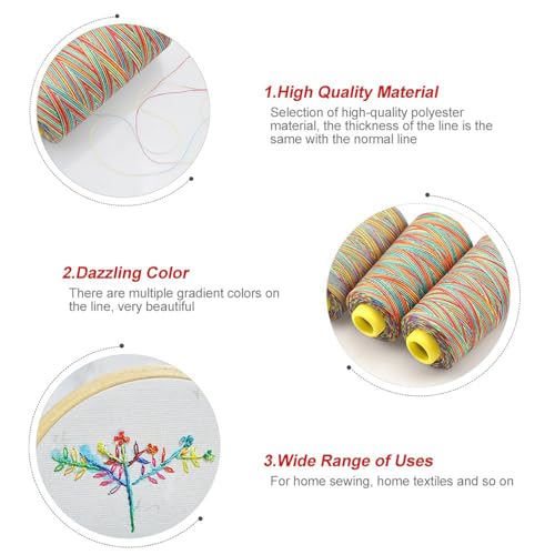 5Pcs Multicolor Gradient Sewing Quilting Embroidery Thread, Variegated Sewing Thread, 120.3yards Polyester Fiber Hand Quilting Thread for Sewing Enthusiast Embroidery
