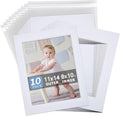 Somime 10 Pack White Mat Set 11x14 for 8.5x11 with White Core Bevel Cut - size: 11x14 10pack white complete set for 8.5x11