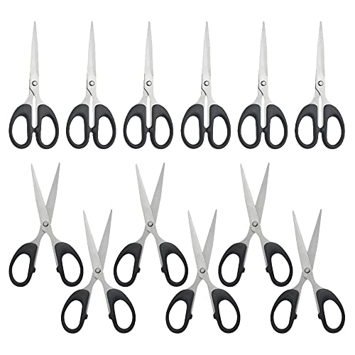 12Pack 6.3Inch Sewing Scissors Yarn Thread Craft Scissors Small Snips Trimming Nipper for Home Office School DIY Projects (Black)
