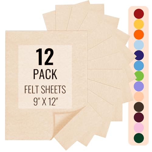 IONTACH 9" X 12" Felt Fabric Sheets 1.6mm Thick (12 Packs, Apricot) - color: Apricot Nude