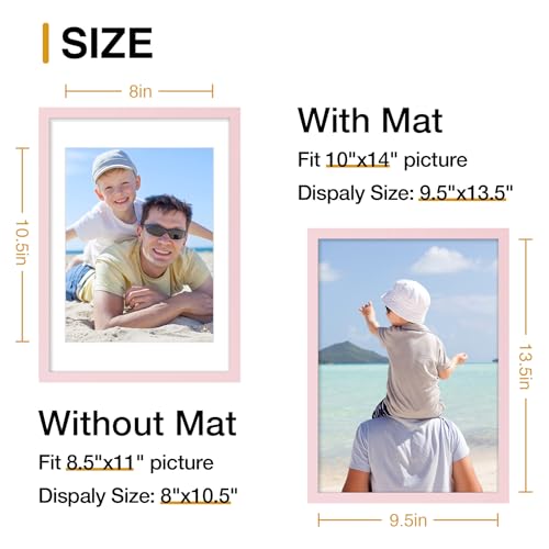 decorUhome 10x14 Picture Frame Fits 8.5x11 Certificate with Mat, Pink - color: Pink, size: 10x14