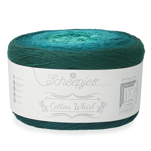 Scheepjes Cotton Whirl 1094yd (1 Cake) - 737 Teal Tempest Gradient Yarn - color: 737 Teal Tempest