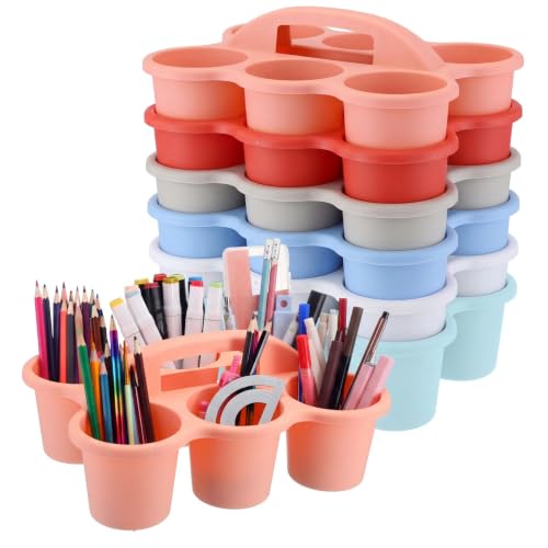 6 Pack 6 Cup Caddy for Classroom Plastic Round Desk Table Caddy, Boho - color: Boho