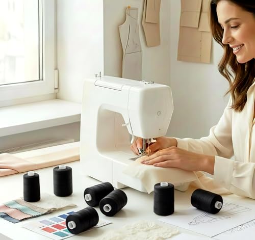 12pcs Black Sewing Thread, 1000 Yard Sewing Machine Thread - color: Black(12PCS)