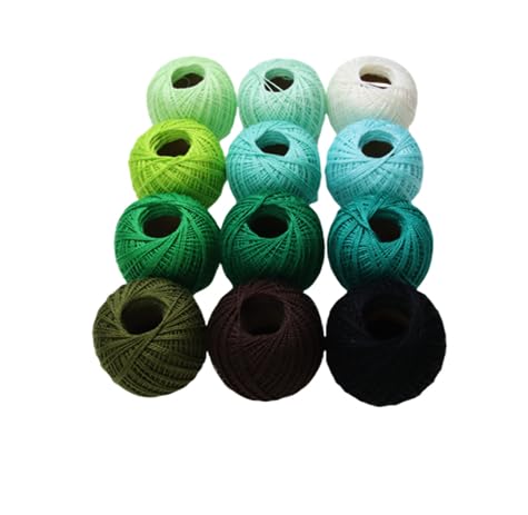 KCS Mercerized Pearl Cotton Thread Size 8 Crochet Needlework Embroidery Threads Ball (12, 12balls02) - color: 12balls02