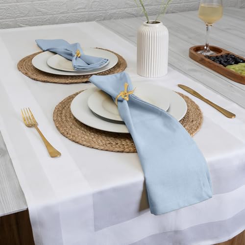 Blue Needles Solid Cloth Napkins 100% Cotton Set of 6-18 x 18 Inches - color: Ice Blue, size: 18" x 18" (Set of 6)