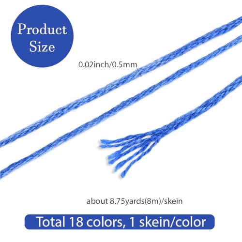 18 Skeins 6 Strands Variegated Embroidery Floss Thread for Sewing - color: Colored