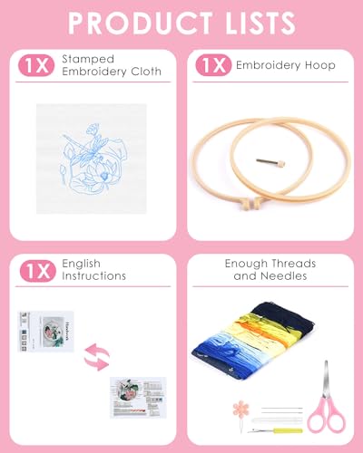TINDTOP Embroidery Kit for Beginners Adult, Dragonfly Embroidery Kit - color: Dragonfly