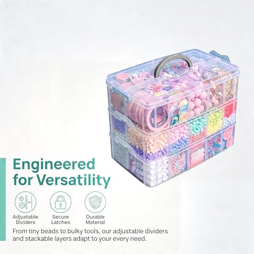 2Pack 3-Tier Stackable Storage Box, 30 Adjustable Compartments Organizer - size: 30 Grids