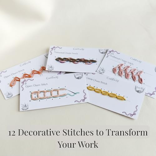 12 Perforated Beginner Embroidery Stitch Cards DIY Kit, Easy to Learn Patterns from Videos and Illustrated Step by Step Instructions, Needlepoint Kits for Adults Include Tools, Threads, Handmade Gifts - color: Purple